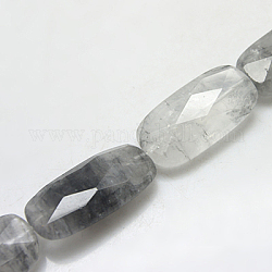 Natural Cloudy Quartz Beads Strands, Faceted, Rectangle, Gray, 30x15x7mm, Hole: 1mm, about 13pcs/strand, 15.5inch