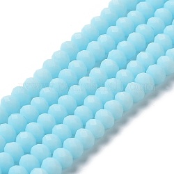 Chapelets de perles en verre, facette, mat, rondelle, turquoise pale, 2.5mm, Trou: 1mm, Environ 195 pcs/chapelet, 11 pouce (27.5 cm)