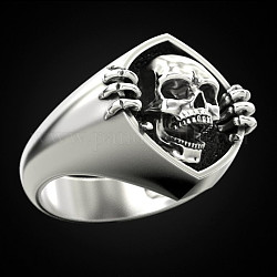Кольца из сплава черепа, готическое массивное кольцо для мужчин, платина, размер США 9 (18.9 мм)