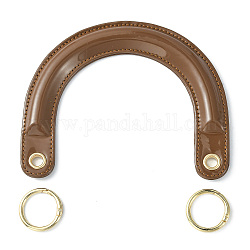 Manici per borse in pelle pu, con anelli elastici in lega, per accessori per la sostituzione della borsa, arco, sella marrone, 12.5x15.7x1.1cm, Foro: 8 mm