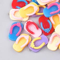 Ciondoli in resina pantofola, colore misto, 46x23x15mm, Foro: 2 mm