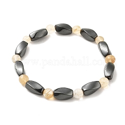 Bracelets en pierres gemmes, avec perles d'hématite synthétiques non magnétiques et cordon élastique, pastèque jaune, 50mm