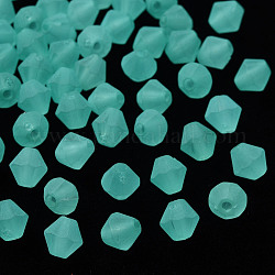 Perles en acrylique mat, facette, cône, turquoise, 6x5.5mm, Trou: 1.5mm, environ 6770 pcs/500 g