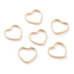 Brass Linking Rings, Long-Lasting Plated, Heart, Real 24K Gold Plated, 12x13.5x1mm, Inner Diameter: 12.5x10mm