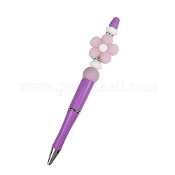 Stylo à bille en plastique, stylo perlé, Stylo en silicone fleur lumineuse pour stylo personnalisé bricolage, bleu violet, 145mm