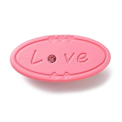 楕円形の単語「愛」樹脂アリゲーター ヘアクリップ  鉄パーツ  女の子のためのヘアアクセサリー  ピンク  23x46x11mm