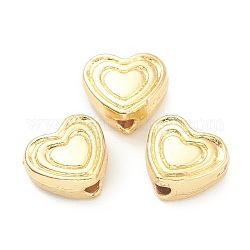 Perline in lega,  cadmio& piombo libero, cuore, vero placcato oro 18k, 7x8x4mm, Foro: 1.6 mm