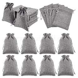 Burlap Packing Pouches Drawstring Bags, Gray, 13.5~14x9.5~10cm