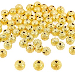 Sunnyclue 100 pcs perles dorées 8 mm style tibétain perles dorées texturées en vrac perle en métal en laiton givré perles rondes à motif de ruban brillant perles d'espacement en vrac pour la fabrication de bijoux kit de perles fournitures de bricolage