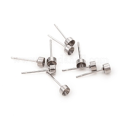 Accessoires des clous d'oreilles en 304 acier inoxydable, supports strass, pour strass pointu, couleur inoxydable, 4mm, pin: 0.8 mm, convient pour strass de 3 mm