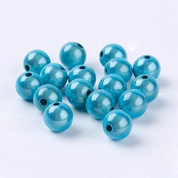 Лакированные бусины из акрила , Чудо шарики, круглые, голубой, 8 мм, отверстие : 1.8 мм