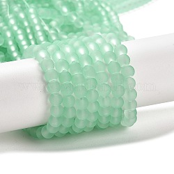 Chapelets de perles en verre transparent, mat, ronde, vert pale, 6mm, Trou: 1.3~1.6mm, Environ 140 pcs/chapelet, 31.4 pouce