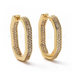 Овальные серьги-кольца из прозрачного циркония, украшения из латуни для женщин, золотые, 20.5x14x3 мм, штифты : 0.7 мм
