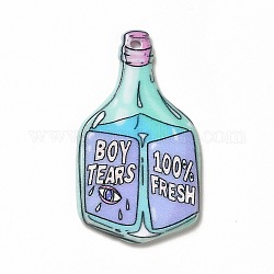 Акриловые подвески с принтом на хэллоуин, слово мальчик слезы, образец бутылки, 38x21.5x2.2 мм, отверстие : 1.8 мм