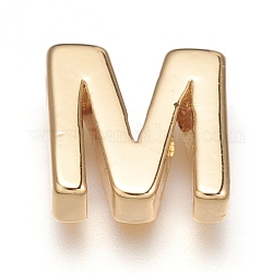 Encantos de latón, Plateado de larga duración, real 18k chapado en oro, letter.m, m: 8.5x8.5x3 mm, agujero: 1.5 mm