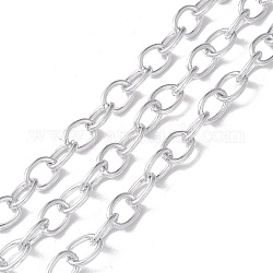 Ovale Kabelketten aus oxidiertem Aluminium, ungeschweißte, mit Spule, Silber, Link: 12x8.5x1.5 mm, ca. 30 m / Rolle