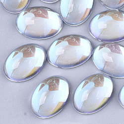 Transparente Glas Cabochons, ab Farbe plattiert, Oval, klar ab, 18x13x7 mm