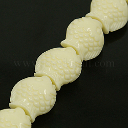 Synthetic Coral Beads Strands, Fish, Dyed, Pale Goldenrod, 14x12x8mm, Hole: 1mm