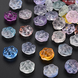 Perles en verre transparentes, empreinte de patte, couleur mixte, 13.5x15x8.5mm, Trou: 1.2mm