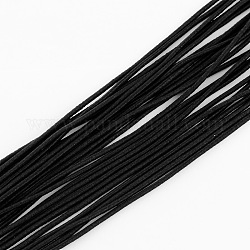 Cordon élastique, avec l'extérieur de la fibre et caoutchouc à l'intérieur, noir, 2.5mm, environ 87.48 yards (80m)/paquet