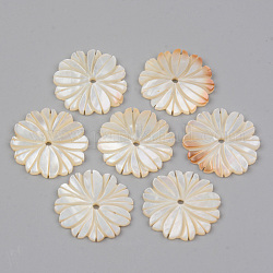 Natürliche gelbe Muschel Perlen, Blume, leichtes Khaki, 18~19x1.5~2 mm, Bohrung: 1.5 mm