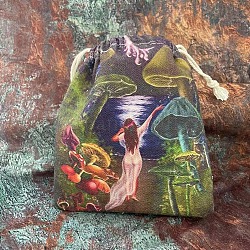 Sacchetti di imballaggio in tela di tela a tema tarocchi borse con coulisse, rettangolo, Modello umano, 15~18x13~14cm