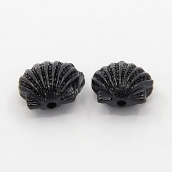 Synthetic Coral Beads, The Undersea World Series, Shell/Scallop, Dyed, Black, 10x12x6mm, Hole: 1mm