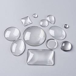 Прозрачные стеклянные кабошоны, разнообразные, тип смешивания, прозрачные, 9.5~55.5x9.5~49x5~11 мм, Около 50 шт / 500 г