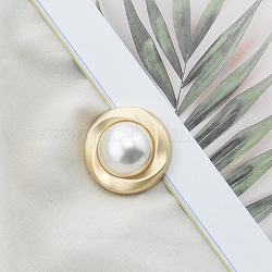 Boutons en alliage, avec perle plastique imitation perles, pour accessoires de vêtement, blanc, 18mm