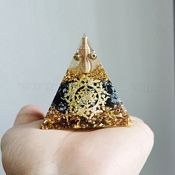Piramide orgonica in resina, per la meditazione sui chakra, equilibrio spirituale, oro, 60x60x60mm