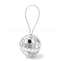 Decorazione ciondolo palla da discoteca in plastica, sfera della decorazione del mestiere del mosaico dello specchio di vetro, argento, 20mm