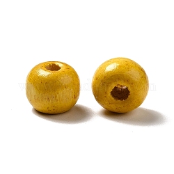 Природных шарики древесины, рондель, без свинца, окрашенные, желтые, 8 мм, отверстие : 3 мм