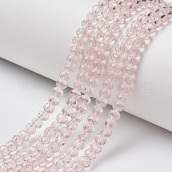 Glass Beads Strands, Faceted, Rondelle, Pink, 3x2mm, Hole: 0.8mm, about 150~155pcs/strand, 15~16 inch(38~40cm)