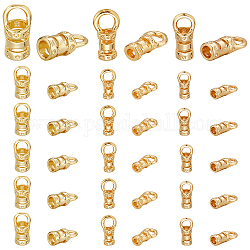 PH PandaHall 60pcs Cord Ends Caps, 18K Gold Plated Leather Cap Glue in Barrel End Caps Brass Tube Crimp Beads End Caps Thread Ends for Kumihimo Bracelet Necklace Keychain Bag Jewelry Making