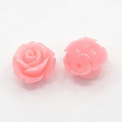 Synthetic Coral 3D Flower Rose Beads, Dyed, Pink, 14~15x9mm, Hole: 1.5mm