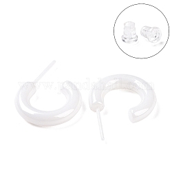 Boucles d'oreilles en céramique de zircone biocéramique hypoallergénique, boucles d'oreilles demi-créoles, pas de décoloration et sans nickel, fumée blanche, 15x3.5x13.5mm