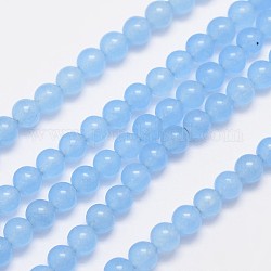Filamenti di perline naturali e tinti Malesia giada, tondo, cielo azzurro, 4mm, Foro: 0.8 mm, circa 92pcs/filo, 15 pollice