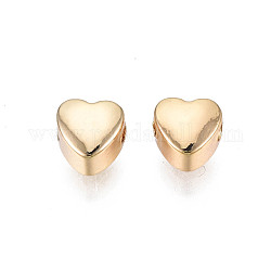 Abalorios de latón, corazón, real 18k chapado en oro, 5x5x4mm, agujero: 1.2 mm