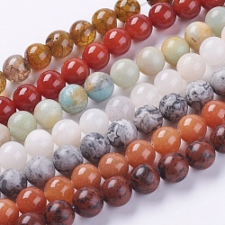 Natural Mixed Gemstone Beads Strands, Round, 10mm, Hole: 1mm, about 39pcs/strand, 15.5 inch