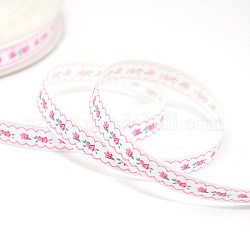 Blume gedruckt Ripsband Geschenkpaket DIY hairbow Band, weiß, 3/8 Zoll (9 mm), etwa 100 yards / Rolle (91.44 m / Rolle)