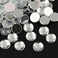Taiwan Acrylic Rhinestone Cabochons, Flat Back and Faceted, Half Round/Dome, Silver, 10x3mm