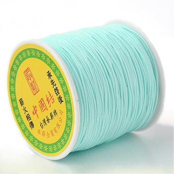 Fil de nylon tressé, cordon de nouage chinois cordon de perles pour la fabrication de bijoux en perles, turquoise pale, 0.5mm, environ 150 yards / rouleau