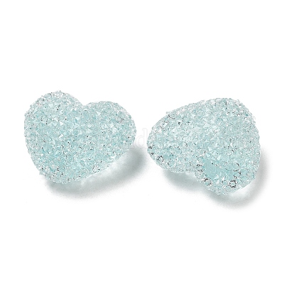Perles de strass en résine en forme de cœur drusy&nbsp;RESI-C038-01-1