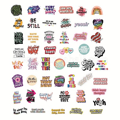 Wholesale 50Pcs Inspirational Theme Paper Cartoon English Word Stickers Set  