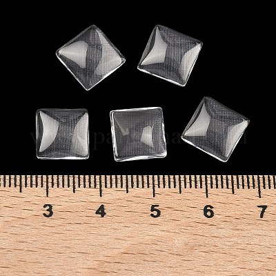 Transparentem Glas Quadrat Cabochon&nbsp;GGLA-S022-10mm-1