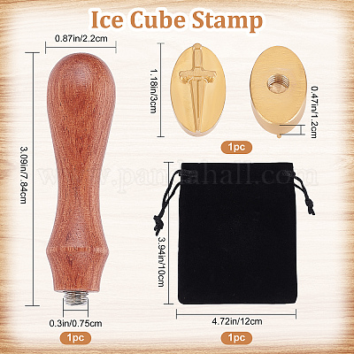 CRASPIRE Ice Stamp Clover Ice Cube Stamp Ice Branding Stamp with Removable  Brass Head & Wood Handle Vintage 1.2 Ice Stamp for Ice Cubes Cocktail  Whiskey Mojito Drinks Bar Making DIY Crafting 