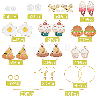 Wholesale SUNNYCLUE 1 Box DIY 10 Pairs Food Themed Charms Ice Cream Charms  Earring Making Kit Enamel Charms for Jewelry Making Round Linking Rings Cup  Cake Charms Earrings Hooks Craft Starters Adult