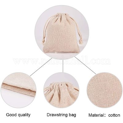 Wholesale PH PandaHall 30PCS Wheat Cotton Drawstring Bags Jewelry