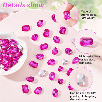 Wholesale Fingerinspire 64Pcs 4 Style Glass Rhinestone Cabochons 