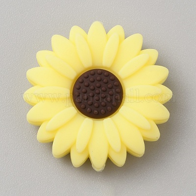 Gänseblümchen-Silikonperlen&nbsp;SIL-WH0001-60B-01-1